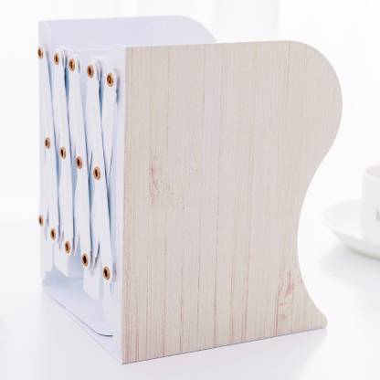 oddpod Expandable Woody Bookend 3 Compartments Heavy Duty Metal Book Holder (Ash) Iron Book End