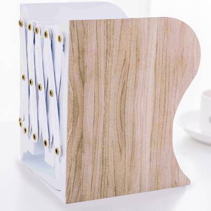 oddpod Expandable Woody Bookend 3 Compartments Heavy Duty Metal Book Holder (Pine) Iron Book End
