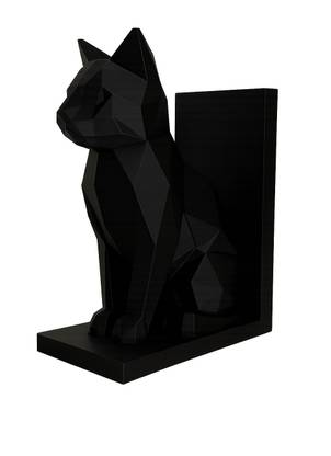 Tofa Bazaar Geometric Cat Bookends – Modern Decorative Shelf Holders Plastic Book End