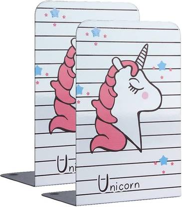 oddpod 2 Metal Unicorn White Bookend Iron Book End
