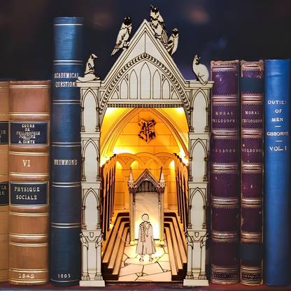 Rajbharti Crafts DIY Book Nook Kits - Harry Potter Book Nooks - Book Shelf Insert - DIY Bookends Wooden Book End