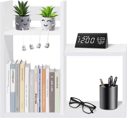 UniShop Wooden Desk Organizer High-Capacity Counter Bookshelf Engineered Wood Open Book Shelf