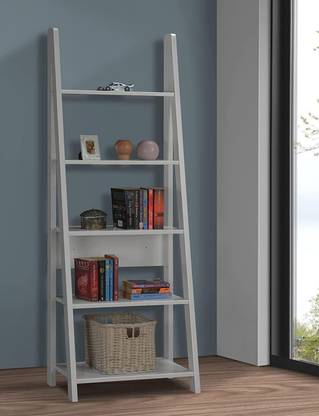 sbf furniture Plank Reno Engineered Wood Ladder Book Shelf and Display Unit Engineered Wood Open Book Shelf