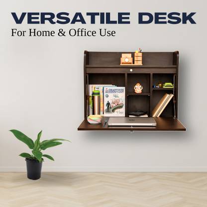 ITALICA Wall Mounted Multi-Purpose Folding Table/Study Desk With Bookshelf For Home/ Engineered Wood Semi-Open Book Shelf