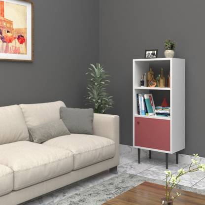 Balensia Free Standing Corner Storage Cabinet/Display Rack with 2 Open Shelf & 1 Cabinet/ Engineered Wood Free Standing Cabinet