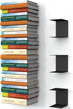 AMEXTRON Heavy Duty Wall Mount Metal U Shape Shelf Book CD DVD Storage Display Bookcase Metal Open Book Shelf