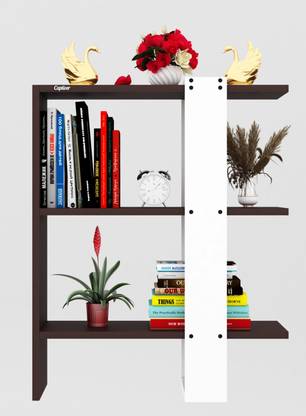 Captiver Cross Display Shelf Wooden Rack/Cabinet/Open & Closed File Storage Rack Engineered Wood Open Book Shelf