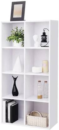 lukzer 8 Shelf Bookshelf (MR- 009/ White / 123.5 x 60 x 30 CM) Engineered Wood Open Book Shelf