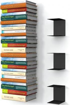 AMEXTRON Heavy Duty Wall Mount Metal U Shape Shelf Book CD DVD Storage Display Bookcase Metal Open Book Shelf