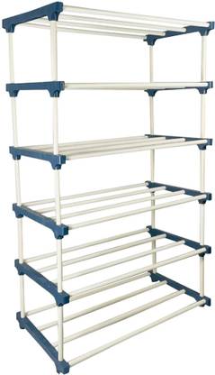 DEMARK 6 Layer Book Shelf for Home Multipurpose Storage Organizer Plastic Stand Plastic Open Book Shelf