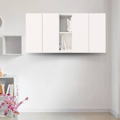 The Sky 4 Door with Open Shelf Modular Multipurpose Storage Unit with handleless Shutter Engineered Wood Semi-Open Book Shelf