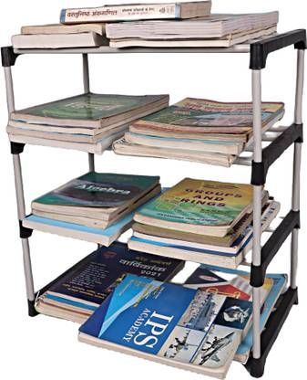 LOTSPEK 4 Layer Bookshelf Rack Children Bookcases File Rack for Office Plastic Open Book Shelf