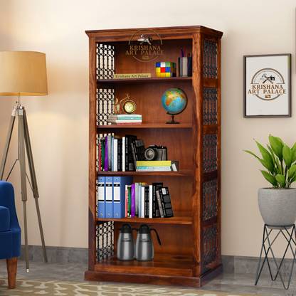 krishana art palace Solid Wooden Bookshelf | Book Shelf Home Library Cabinet somi-open book shelf Solid Wood Semi-Open Book Shelf