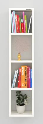 mahaakaay Royal Free Standing Wall Mounted Bookcase Book Shelf Display Rack White Engineered Wood Open Book Shelf
