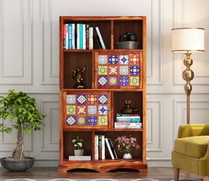 SGH Wooden Homes Wood Bookshelf,Book Rack,Book Cabinet Display Unit for Living, Solid Wood Open Book Shelf
