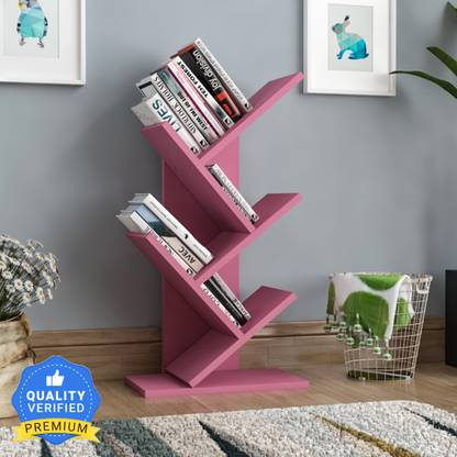 Floresta Wud Engineered Wood Tree Shape Book Shelf Suitable For Small Books | Engineered Wood Open Book Shelf