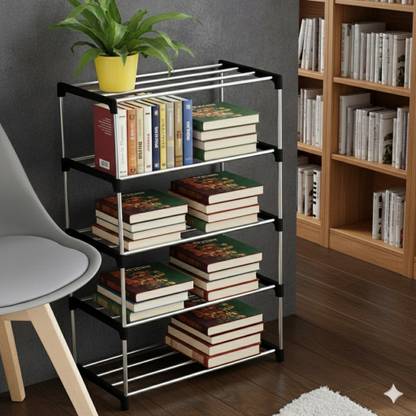 SRMAJI STORE Multipurposar Storage Rack 4 Row Plastic Open Book Shelf