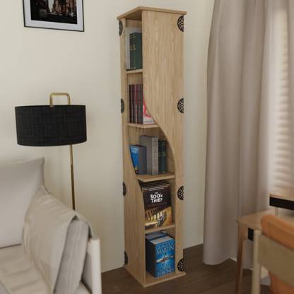 COGO Corner Bookshelf | 5 Shelf | No Screw / Bolt Assembly | Abstract Design Engineered Wood Open Book Shelf