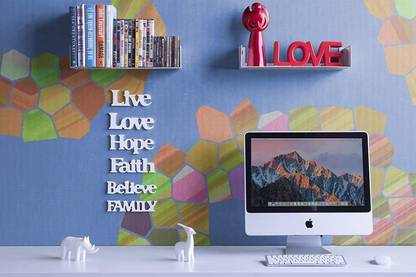 Livzing 24" Floating Heavy Metal Book Shelf – Wall Mount Rack- ( Set of 2, white )) Metal Open Book Shelf