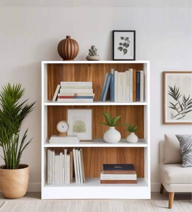 Mintwud from Pepperfry Kibo 3-Tier Bookshelf/ Wooden Multipurpose Home Décor Storage Rack Engineered Wood Open Book Shelf