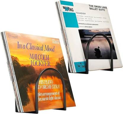 Indian Decor 25012 Vinyl Record Holder Set of 2, Wall Mounting Record Shelf Vinyl Storage Metal Semi-Open Book Shelf