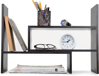 Case Plus Adjustable Wood Desktop Storage Organizer Display Shelf Rack, Book Storage Rack, Engineered Wood Open Book Shelf