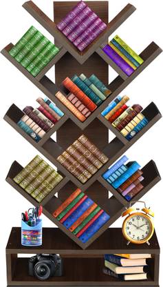sbf furniture Tree Bookshelf 5-Shelf Floor Standing Bookcase Free Standing Engineered Wood Open Book Shelf