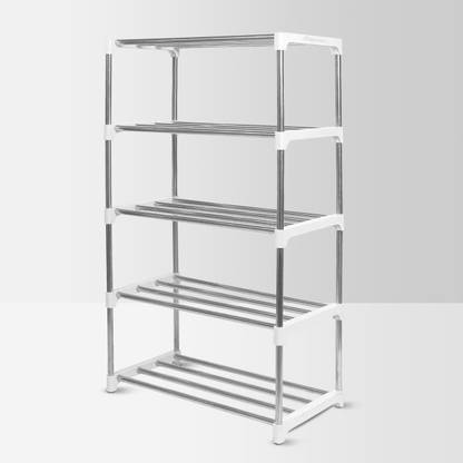 LivingBasics 5 Layer Multipurpose Storage Steel Rack for Home, Office, Kitchen / Metal Open Book Shelf