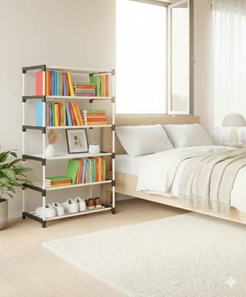 thos Multipurpose Storage Rack 6 Row Metal Open Book Shelf