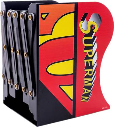 Komto Avengers Theme Superman Expandable Bookend Metal Semi-Open Book Shelf