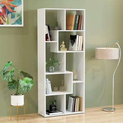 FURNEASER Medina Geometric Book shelf, Bookcase, Corner Display Rack Shelf, Organizer, Engineered Wood Open Book Shelf
