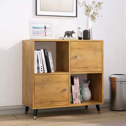 Hexa Red Wooden Book Shelf for Home, Living Room, Office, Multipurpose Rack, Engineered Wood Open Book Shelf