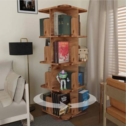COGO 4 Tier Revolving Bookshelf | 260 litre | 100 kg UDL Loading Capacity Engineered Wood Open Book Shelf
