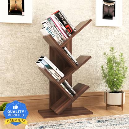 Floresta Wud Engineered wood Tree Shape Book Shelf Suitable For Small Books | Engineered Wood Open Book Shelf