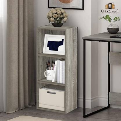 Oakcraft Aura 3-Tier Storage Box / Bookshelf for Books and Portfolios Engineered Wood Open Book Shelf