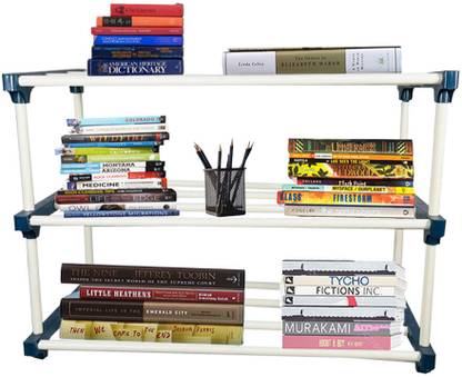 girja 3 Tiers Book Shelf for Home Library Multipurpose Storage Organizer Heavy Plastic Open Book Shelf