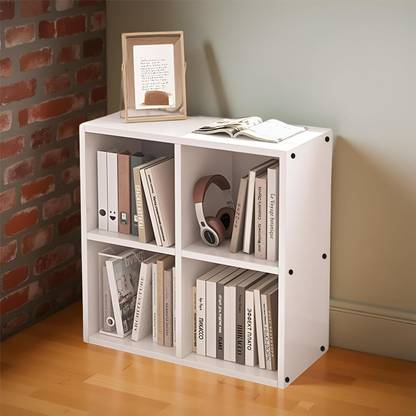 Enigmatic Woodworks 4 Cube Bookshelf, Multi-Purpose Storage Organizer for Home, Office & Classroom Engineered Wood Open Book Shelf