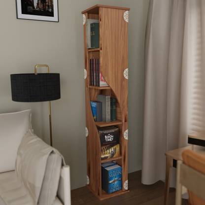 COGO Corner Bookshelf | 5 Shelf | No Screw / Bolt Assembly | Abstract Design Engineered Wood Open Book Shelf