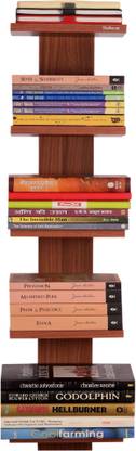 Madhuran Madhuran Baton Decorative Wall Mounted Book Shelf Bookcase Space Saving Books Holder Stand Set of 5 Classic Walnut/Wooden Shelves Rack Display Home Decor Engineered Wood Open Book Shelf