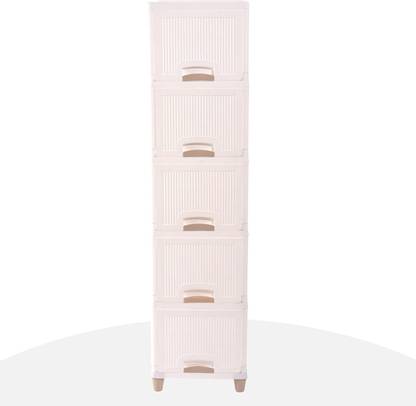 Novatic Plastic Drawer 5 Shelf Book Organizer Plastic Open Book Shelf Book Stand & Rack Plastic Close Book Shelf