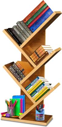 KVS Furniture Engineered Wooden Book Rack Space Saver Home Living Room Engineered Wood Open Book Shelf
