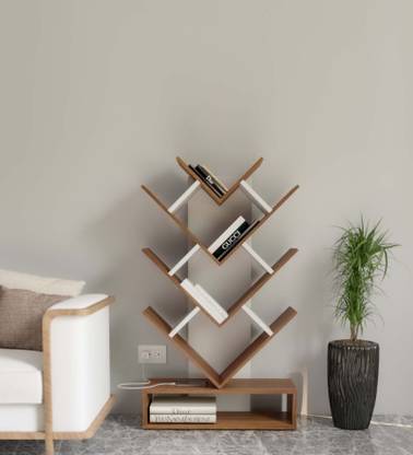 NEUDOT Olive Engineered Wood Open Book Shelf