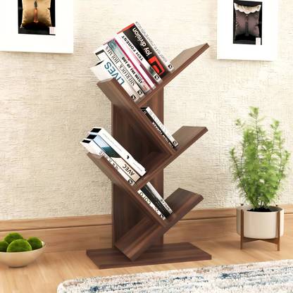 Floresta Wud Engineered wood Tree Shape Book Shelf Suitable For Small Books | Engineered Wood Open Book Shelf