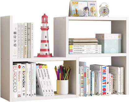 UniAart Small Desk Organizer for Small Spaces for Dorm Office Home Engineered Wood Open Book Shelf