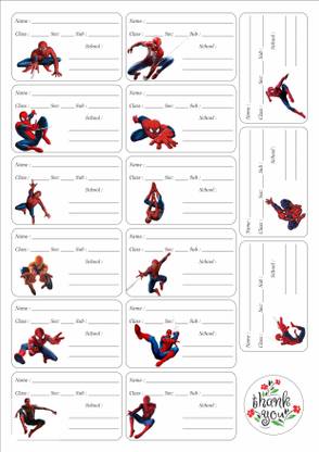 selfadhesive SPIDERMAN STICKERS Self Adhesive Paper Label