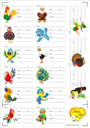 selfadhesive CARTOON BIRD STICKERS (PACK OF 10 SHEETS) (15 STICKERS PER SHEET) TOTAL 150 PCS Book Cover