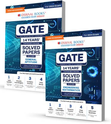 Oswaal GATE 14 Years' Solved Papers Chapterwise & Topicwise 2010-2023 (Set of 2 Books) Engineering Maths & General Aptitude (For 2024 Exam)