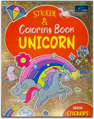 Sticker & Coloring Book - Unicorn Coloring Book For Kids: Buy Sticker