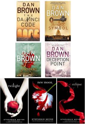 Combo of 7 Books ( The DA VINCI Code+ The Lost Symbol+ Inferno + Deception Point + twilight+ new moon+ eclipse)