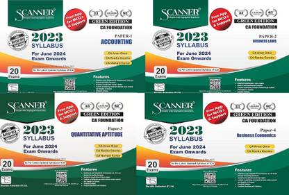 Solved Scanner CA Foundation (2023 Syllabus) Paper - 1 to 4 Combo of Four Books Accounting, Business Laws, Quantitative Aptitude, Business Economics ( Applicable for 2024-25 Onwards )